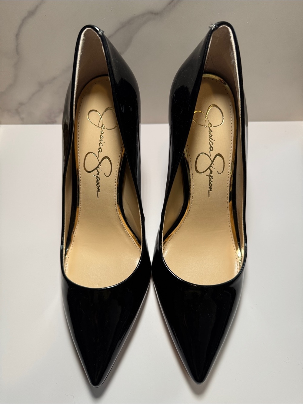 Jessica Simpson Black Patent Pointed-Toe Pumps - Classic Gloss